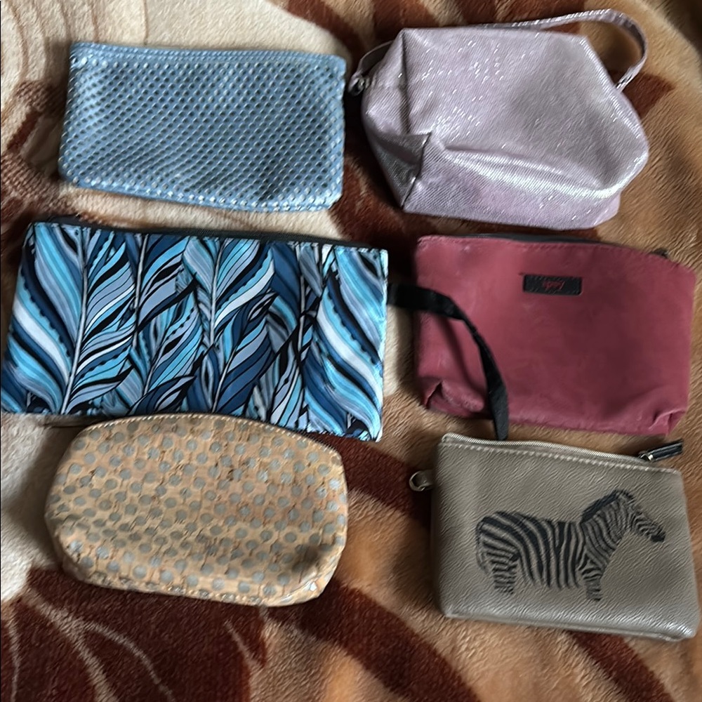 Blue and Pink Cosmetic Bags with Unique Designs
